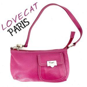 LOVECAT PARIS Women’s Magenta Pink Pebbled Leather Handbag